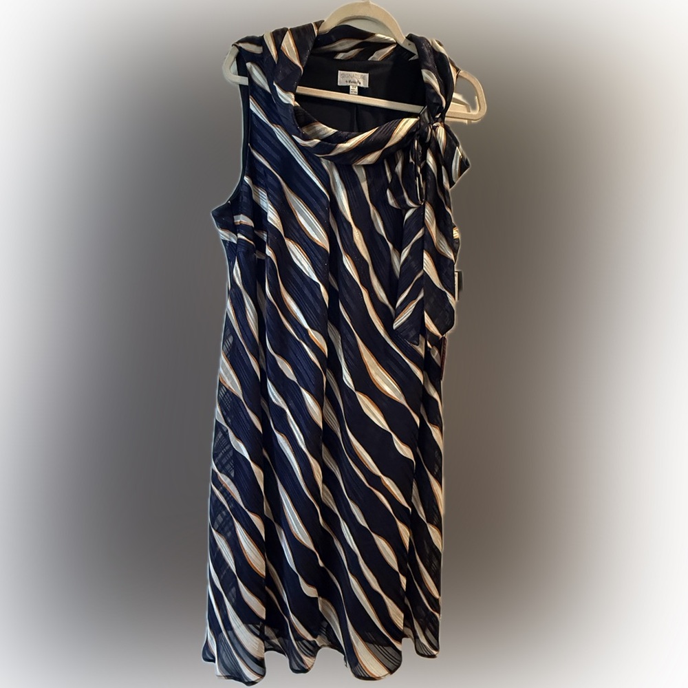 Signature by Robbie Bee Blue and Gold Cowl Neck Sundress